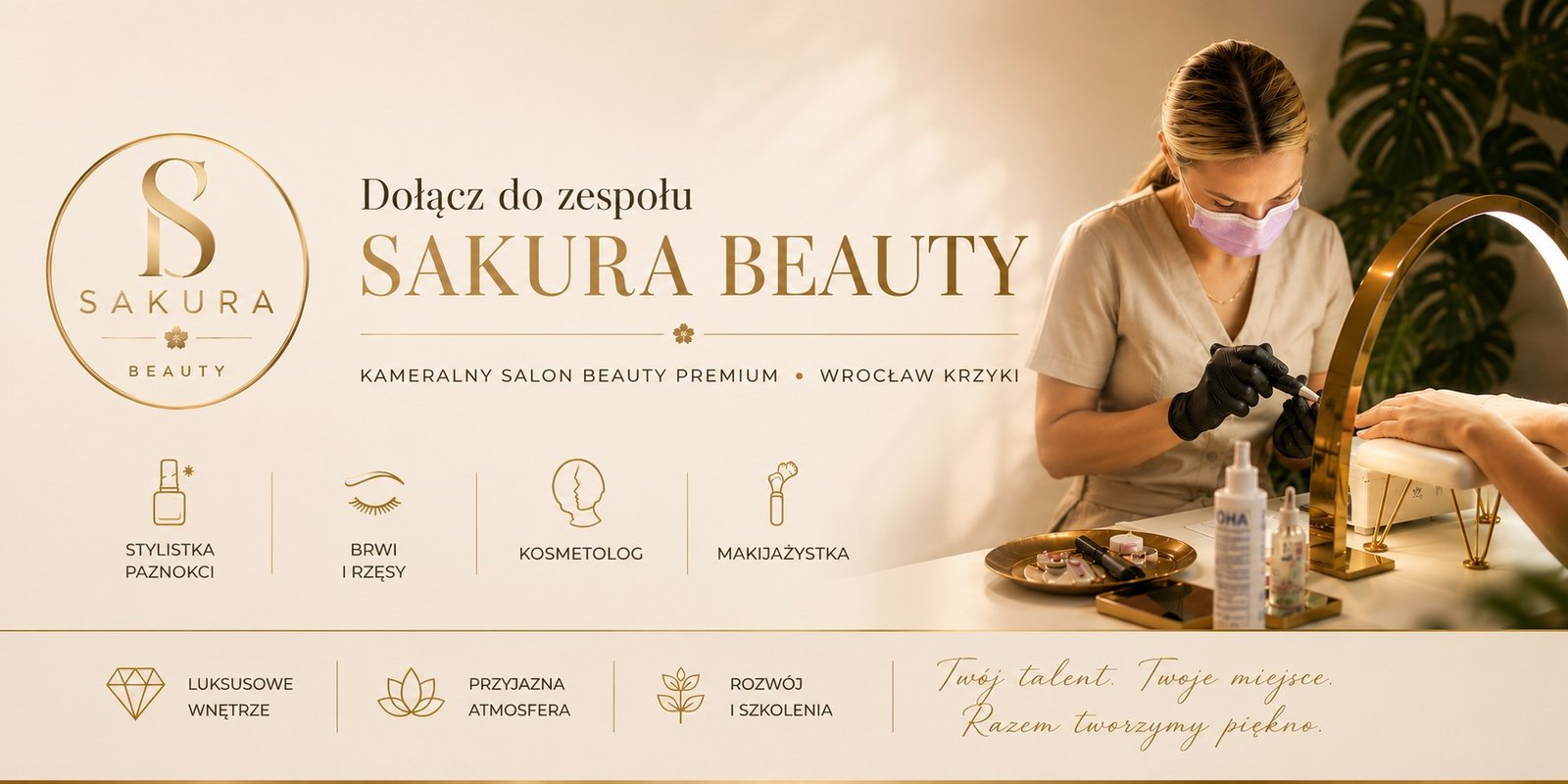 Stylistka wykonująca manicure w Sakura Beauty